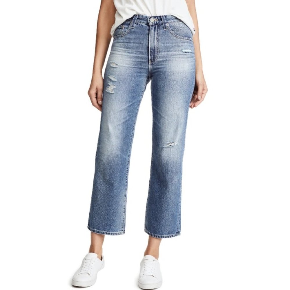 AG Jeans Rhett High Rise Waist Tomboy Boyfriend Vintage Distressed Wide Leg